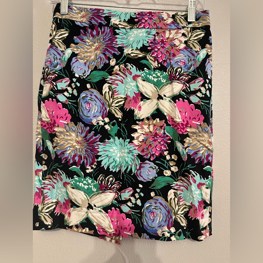 J.Crew Colorful Floral Print Stretch Pencil Career Skirt